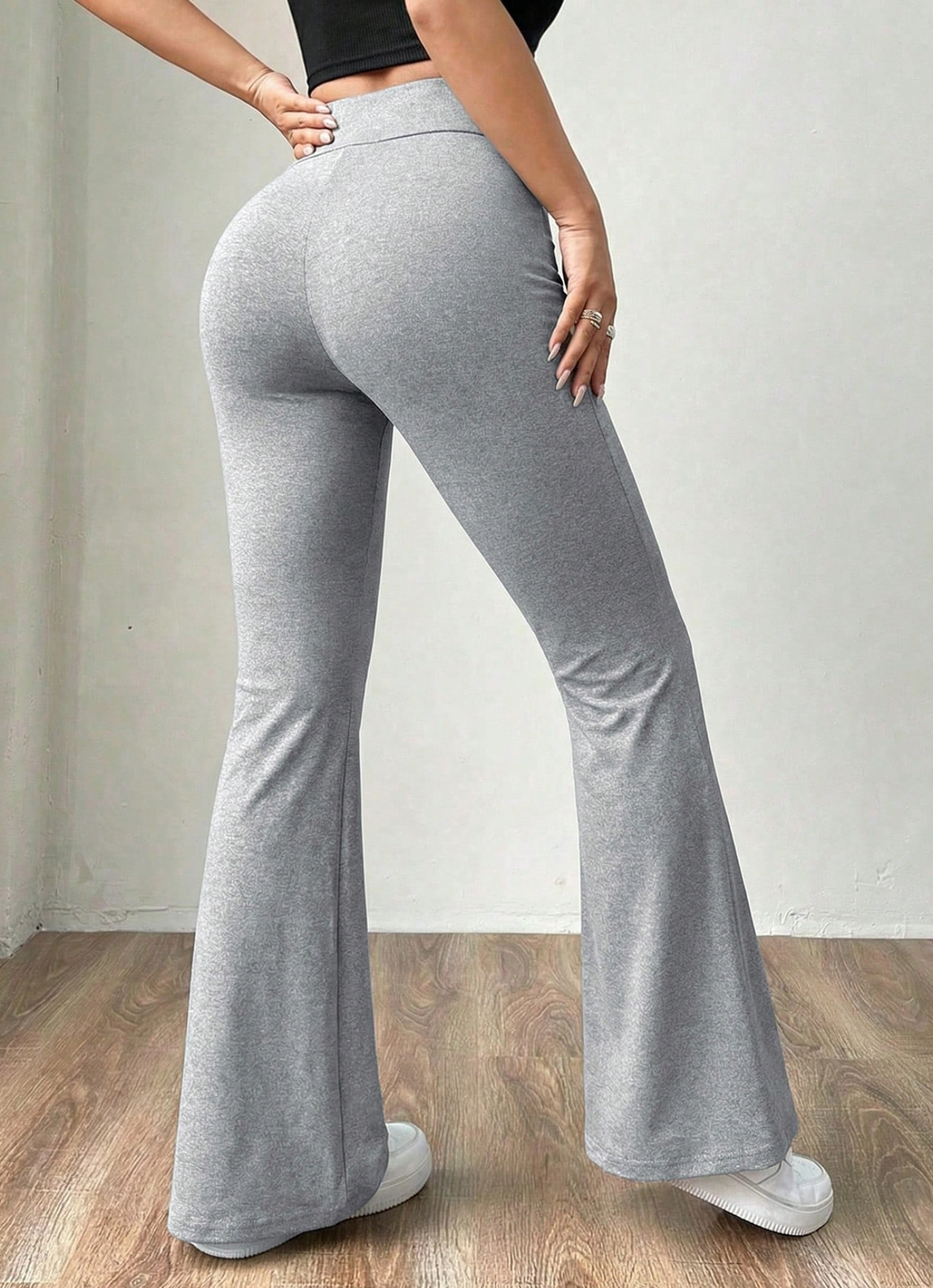 High waist , wide leg, eslastic pants image 2