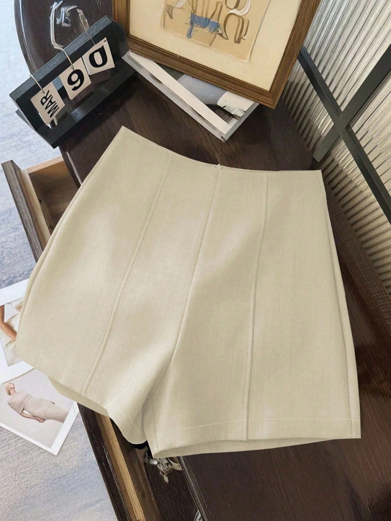 Minimalistic, linen ,high waist ,super shorts, zipper closure - Monalisa of Lagos