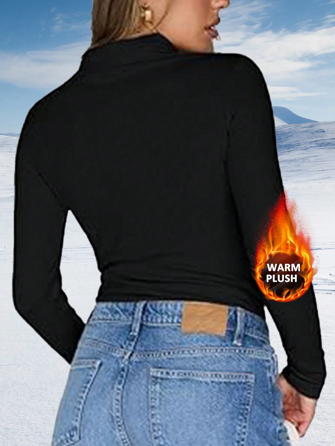 Black turtle neck top image 2